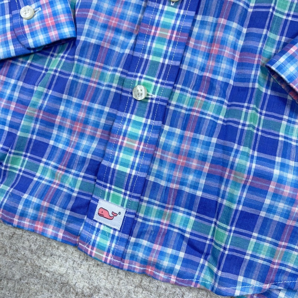 Vineyard Vines Murray Shirt Men Medium Blue Pink Button Up Cotton Preppy - Picture 4 of 11